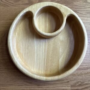 Crate & Barrel Wooden Chip & Dip Set Snack Serving Tray‎